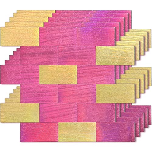 Mohepo 10 Sq.ft Metal Subway Backsplash Peel And Stick Tile Stick On Tiles Self-Adhesive Metal Mosaic For Kitchen Bathroom In Shine Pink Gold #TOP24