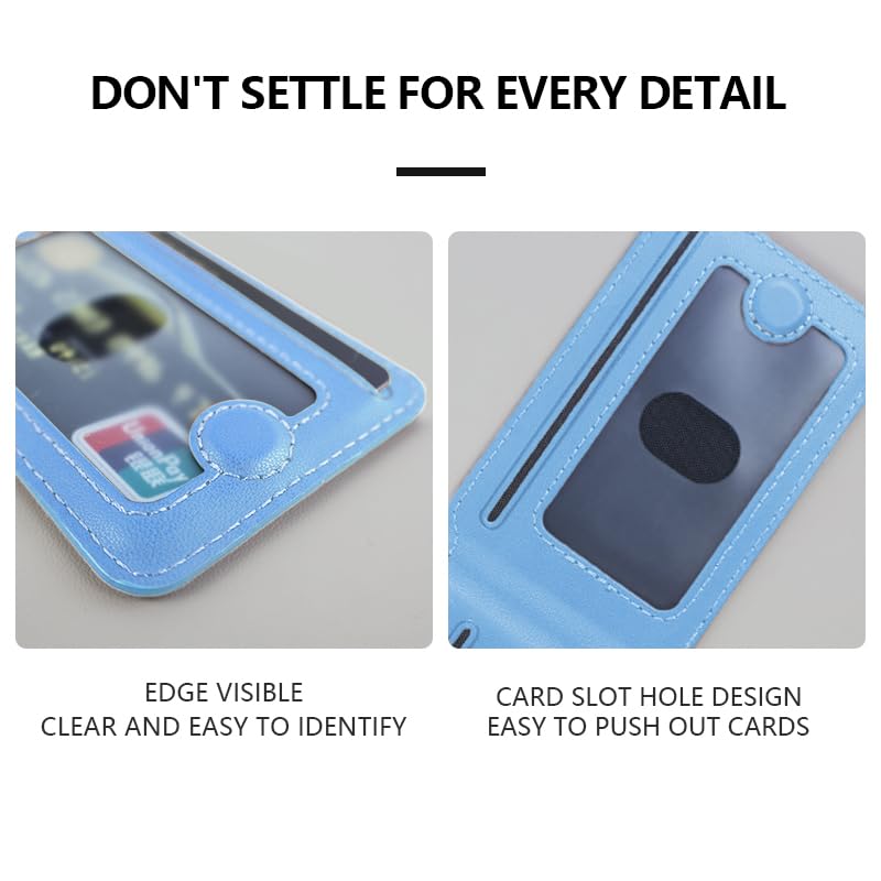 Image of ClickCaseBifold MagSafe Wallet, Minimalist Wallet with Stand, Magnetic Closure Wallet for iPhone 16 /15 /14 /13 /12 Series, Card Holder, Vegan Leather (Metalic Sky Blue)