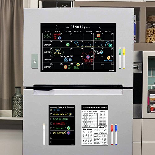 Magnetic Dry Erase Chalkboard Calendar - 11X17 Inches - Large Premium Reusable Board For Refrigerator - Perfect Magnet Set For Fridge As Kitchen Organizer & Atomic Habits Planner #TOP6
