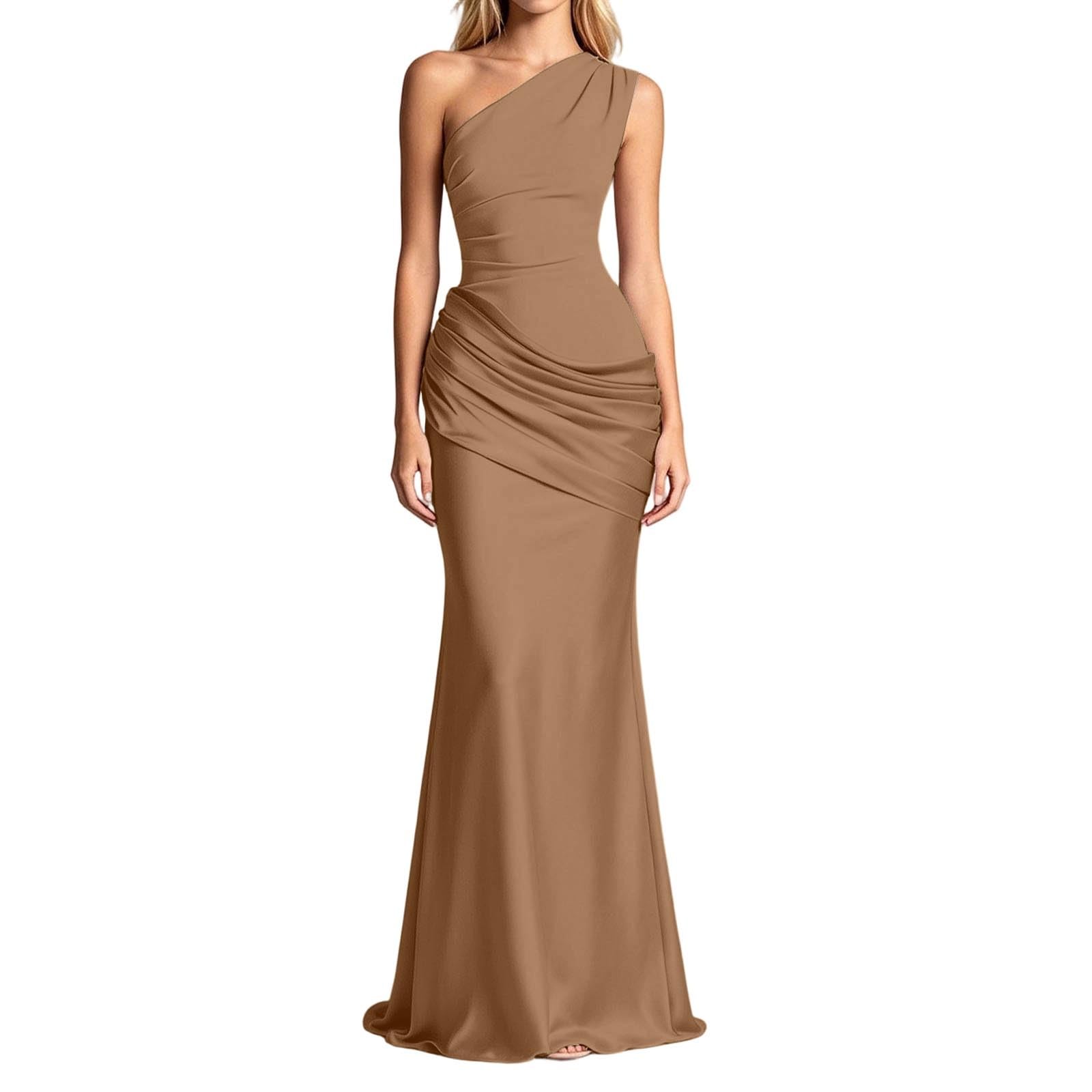 Generisch Vestido de noche para mujer, vestido largo de satén, sin tirantes, elegante, vestido de dama de honor, vestido de boda, vestido de cóctel, vestido maxi de espalda descubierta, fiesta