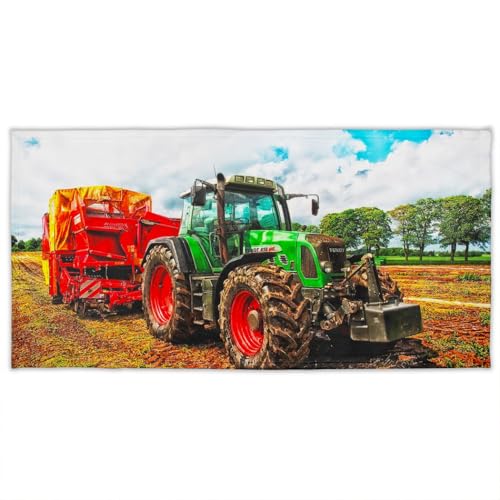 Zomer Toalla de playa de 70 x 140 cm, de microfibra impresa, tractor de tractor de granja