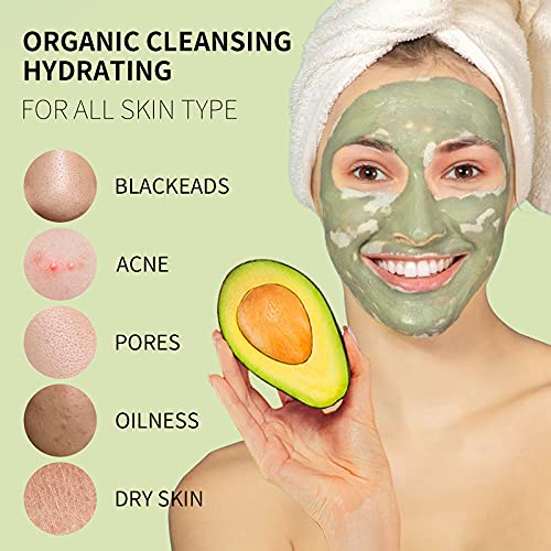 Clay Mask Avocado Bentonite Clay Mask With Green Tea Centella, Blackhead Remover Mask Green Tea Mask Mud Mask Healing Clay Detox Spa Facial Mask For Deep Cleansing Oil Control Breakout Pore Cleanser #TOP2