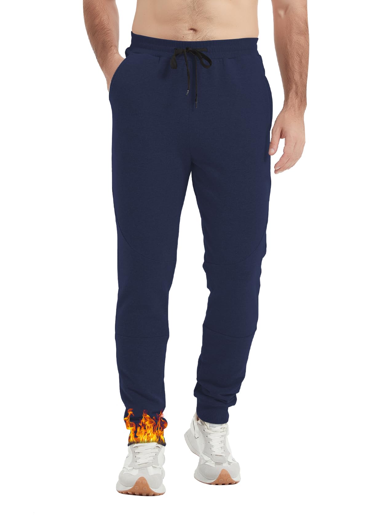 Mens Tall Fleece Lined Sweatpants 34/36/38/40 Inseam Joggers Zip Pockets