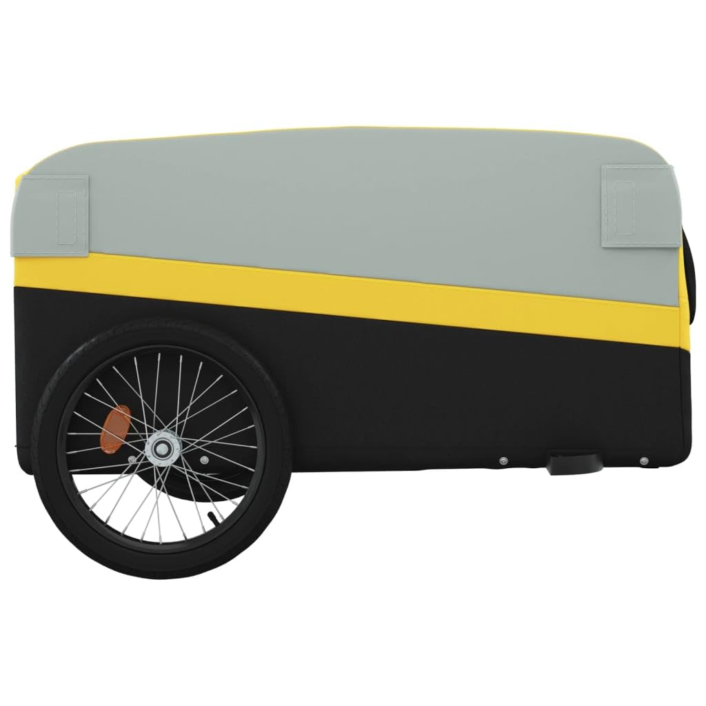 Rimorchio da Bici Nero e Giallo 45 kg in Ferro,Rimorchio Carrello per Bici,Carrellino Rimorchio,Carrello per Bici-94050