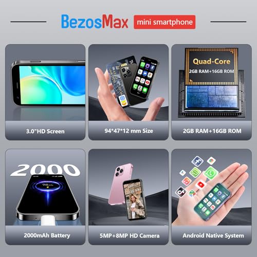 Bezosmax RYT-15MINI-B Mini Smartphone 4G Unlocked Mini Phone 3.0 Inch Hd Screen World'S Smallest Cell Phone Android Quad Core Dual Sim Face Id Premium Small Phone Gps Mobile thumb #1