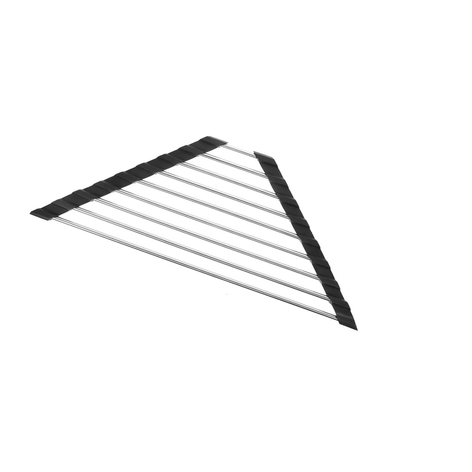 RRYPBOVG Triangular Drain Rack Triangular Stainless Steel Sink Rack Foldable Drain Basket(Black)