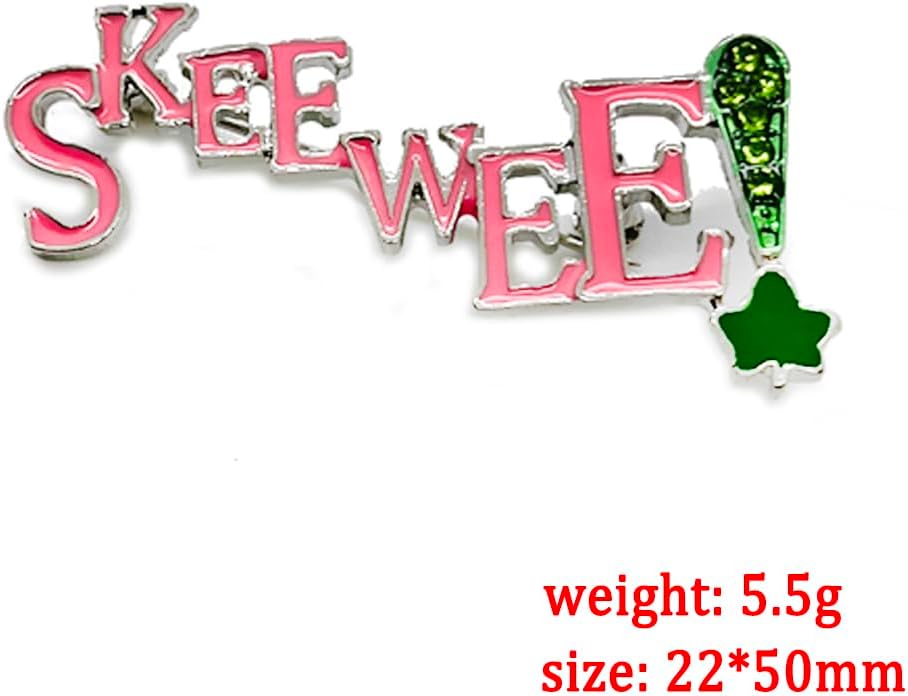 Fashion Pink Green rhinestone letter SKEEWEE Metal Text Brooch sorority girl Jewelry PIN