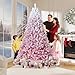 Garvee 6 ft Pre-lit Artificial Christmas Tree with 250 Warm White LED Lights, Snow Flocked Christmas Tree with 750 Branch Tips & Metal Stand, Indoor Outdoor Xmas Decoration, Pink Gradient