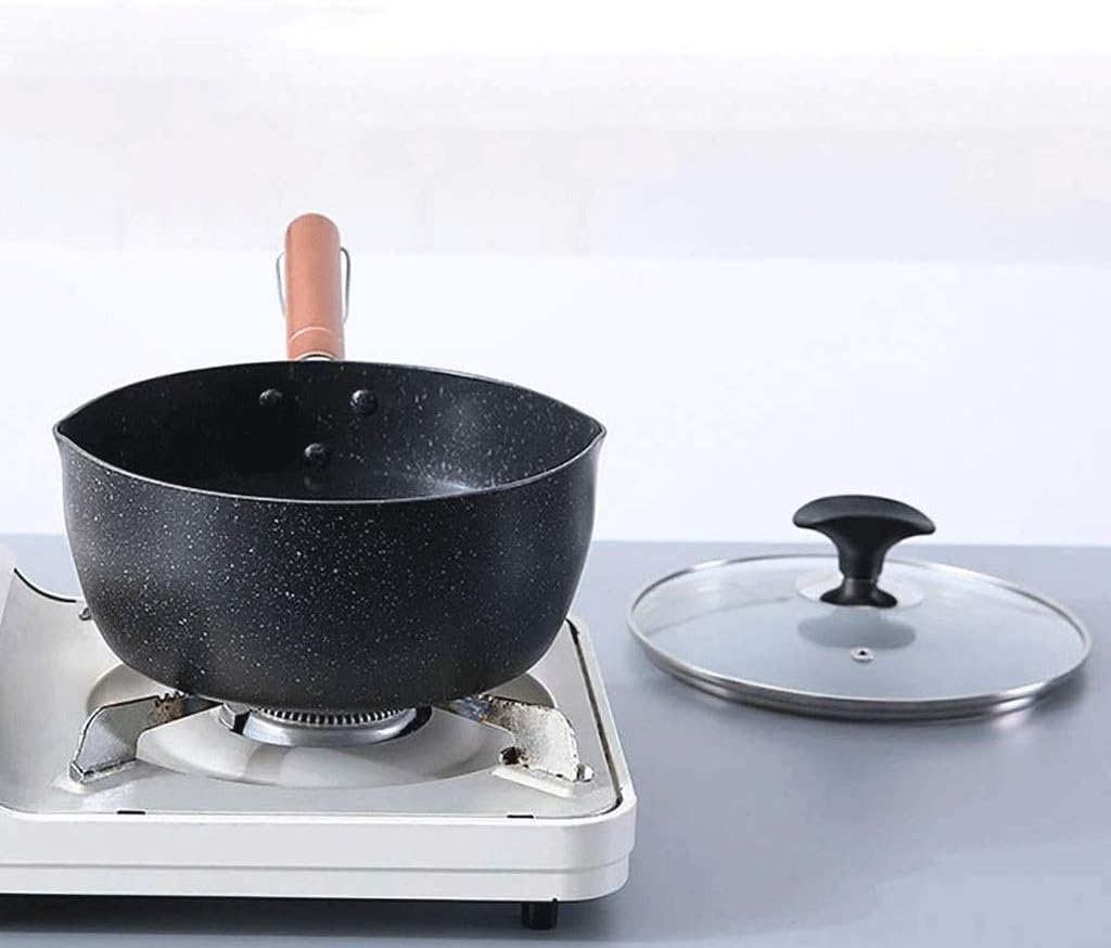 JSEIAJB Milk Pan Mini Butter Warmer Saucepan Cookware With Wooden Handle Pot Nonstick Granite Coating