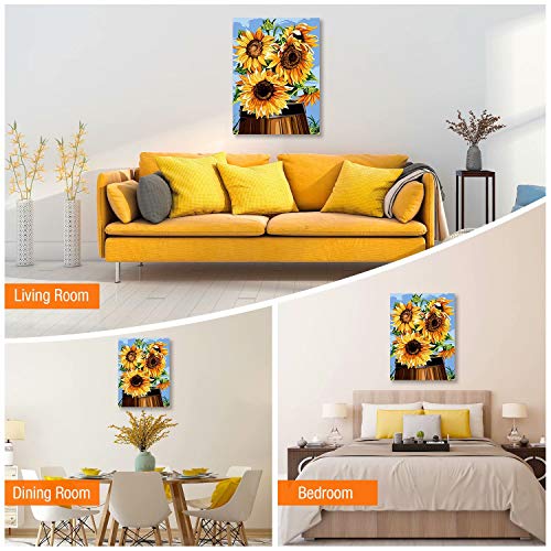 TAHEAT Malen nach Zahlen für Erwachsene, DIY Acryl Leinwand Ölgemälde Kit für Kinder Anfänger, 16 x 20 Zoll Sunflowers1… – Bild 8