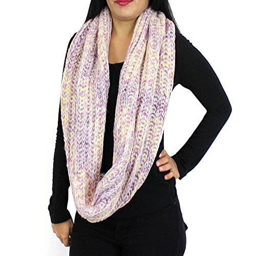 Chunky Knitted Infinity Scarf Blended Pastel Cozy Color Cowl Loop Circle 52"2