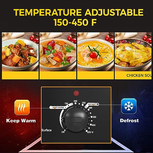 Sunvivi Roaster Oven with Self-Basting Lid,20 Quart Electric Roaster with Removable Pan & Rack,150-450°F Full-Range Temperature Control with Defrost/Warm Function,Stainless Steel,Black