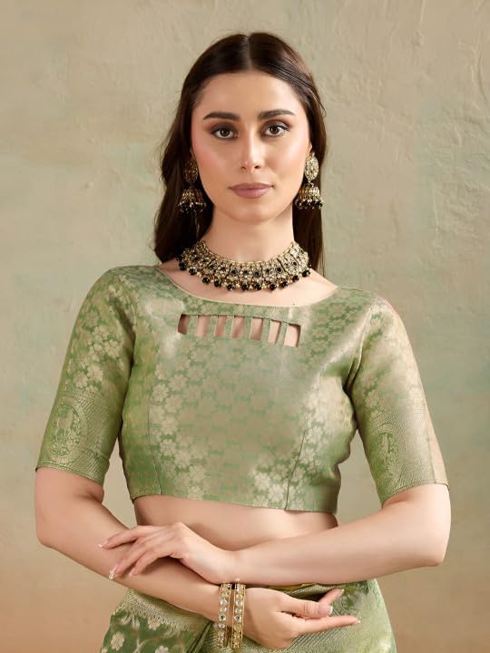 BFM Women's Banarasi Woven Design Saree With Unstitched Blouse Piece Traditional Ethnic Wear