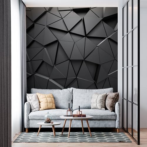Modern Geometric Black 3D Wall Murals Triangular Pattern Wallpaper Peel