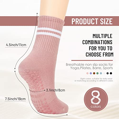 Zando Non Slip Yoga Socks With Grips Women Grip Socks Barre Socks Yoga Socks With Grips Socks For Womem Pilates Socks For Barre, Ballet, Dance, Workout, Hospital Black/White/Pink Small-Medium #TOP4