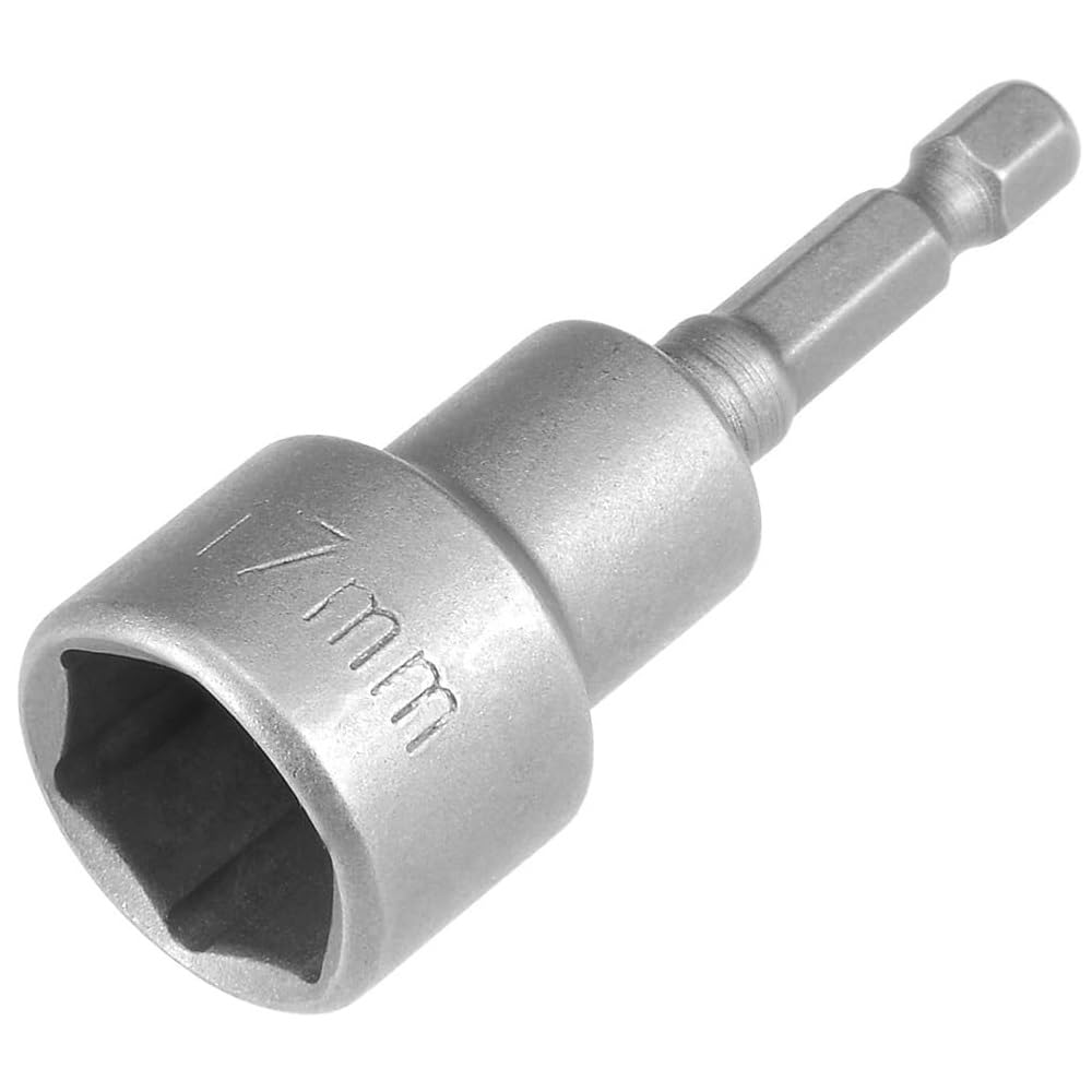 Fixinus 17mm Magnetic Socket, 1/4" Hex Shank Drill Adapter for Power Drills, Nut Driver and Impact Socket Adapter, 65mm Length