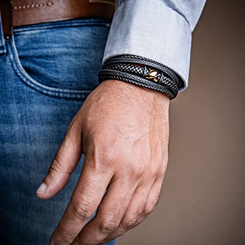 Image of SERASAR Premium Leather Bracelet Men | Stainless Steel Magnetic Clasp | Three Colors | Jewelry Box Included