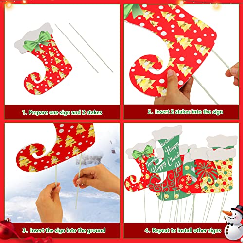 9 PCS Outdoor Christmas Yard Signs with Sturdy Stakes,Huge Stackable Xmas Decoration,Christmas Stockings Yard Signs for Lawn Pathway Walkway Sidewalk,Xmas Outdoor Decal for Holiday Party Patio Lawn - Thumbnail 3