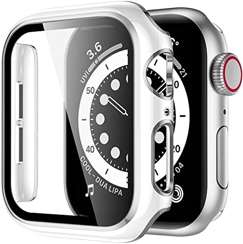 Accessoires Apple Watch 42mm housse de protection PC blanc argent avec écran verre trempé iWatch