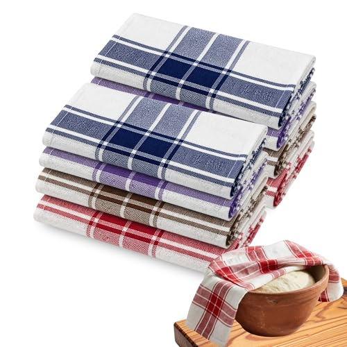 Toallas de cocina, Paños de Cocina Algodón, Trapos de Cocina, suave y resistente ideal para secar y limpiar superficies en la cocina, 100% algodón, Tamaño 50x70 cm, Pack de 8 unidades multicolor