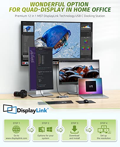 Docking Station, Utechsmart 12 In 1 Full Quadruple Display Usb C Docking Station, Usb C Hub Compatible For Macos&Windows,Thunderbolt 3 Dock(Hdmi,Vga,Pd3.0,Usb-C,Ethernet,Sd/Tf Card Reader,Usb Ports) #TOP1