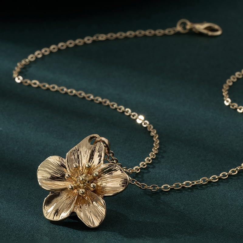 CJIAYUJEW Gold Flower Necklace - Trendy Golden Simple Flower Pendant Layered Necklace for Elegant Floral Jewelry Gifts, Perfect for Every Occasion - Image 3