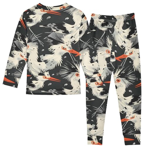 Pajama Sets Long Sleeve Birds with Orange Beaks Flying Soft Comfy Sleepwear 2 Piece PJS 3-8T3