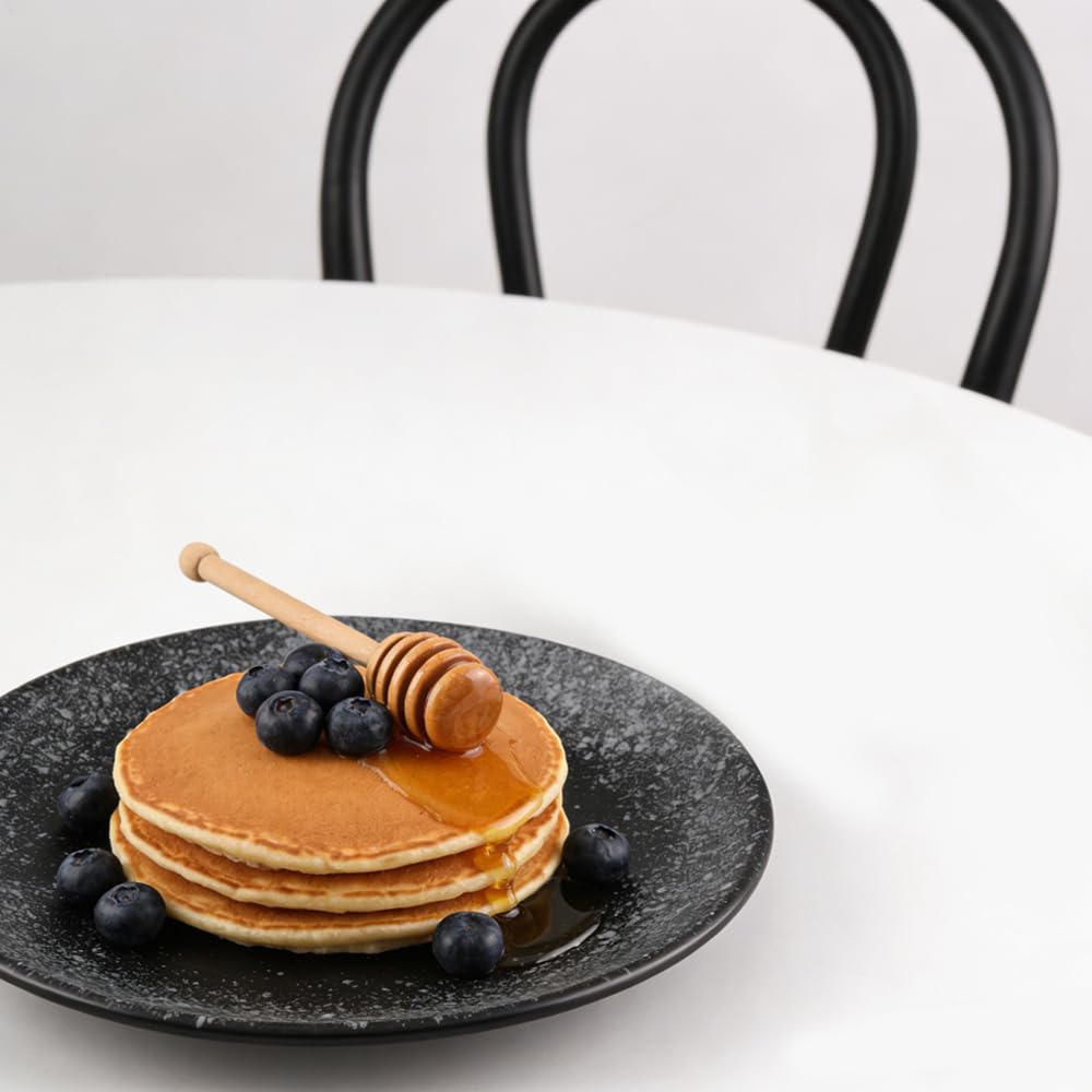 Lot de 4 Assiettes Plates Rond Assiette Porcelaine 20,7 x 2,2 cm Assiette Creuse Noir Assiettes Service de Table pour Nouilles, Salades, Dessert