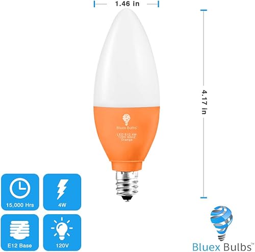 Miniatura 2 de Bluex Bulbs - Paquete de 2 focos LED E12 de BlueX, 4 W y 6 W, base E12, decoración de fiestas, porche no regulable, iluminación del hogar,