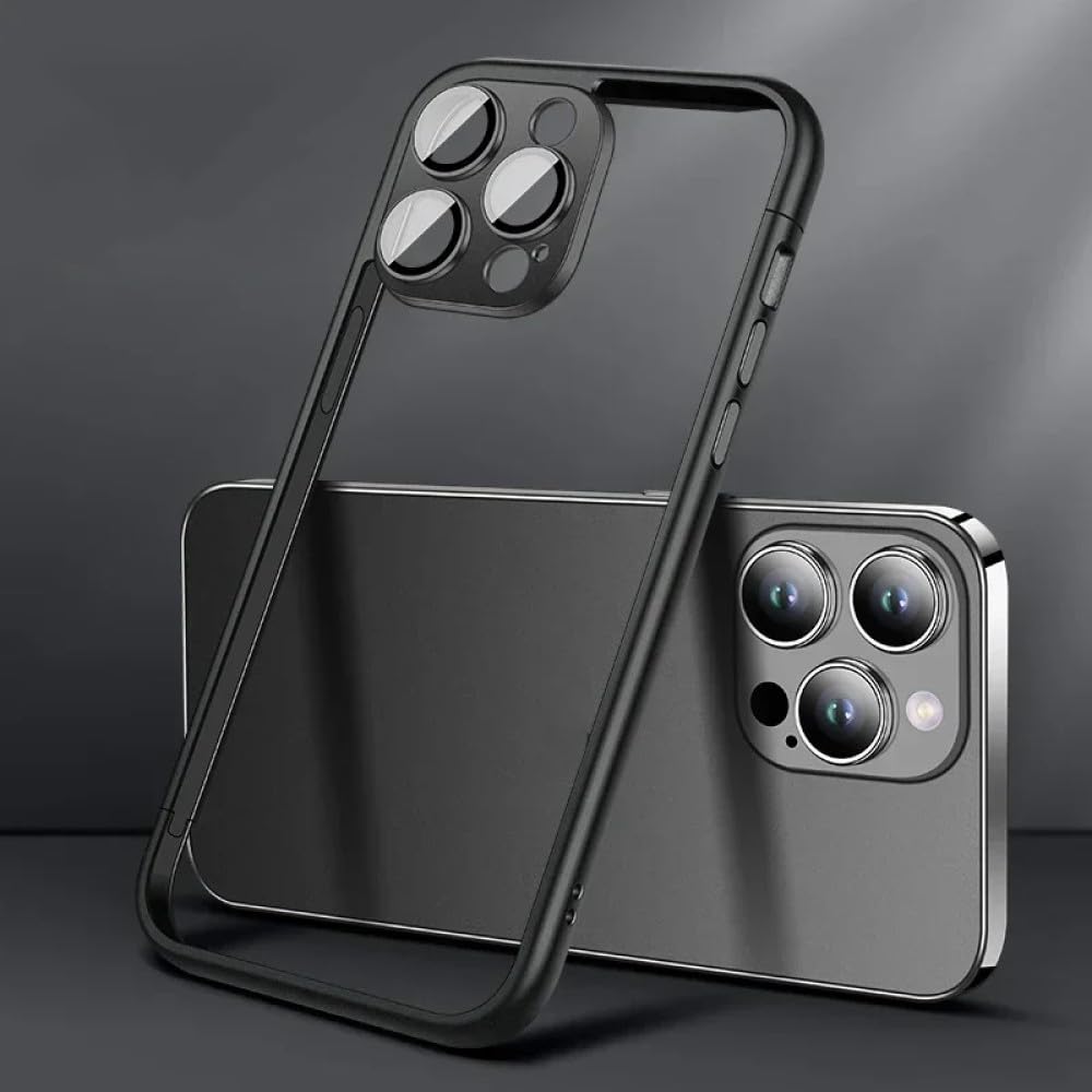 Étui de pare-chocs iPhone 14 Plus noir et transparent avec protection caméra intégrée