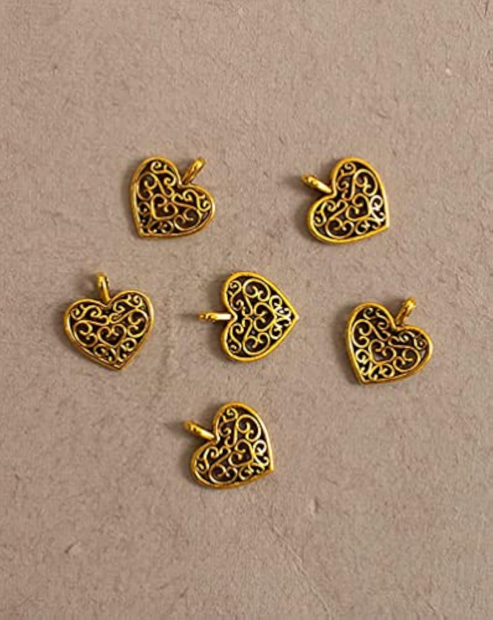 German Oxidized Heart Small Charms Beads for Jewellery Making