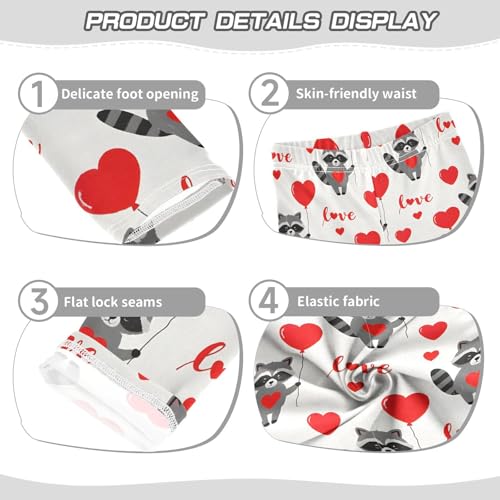 ALAZA Girls' Leggings Children's Yoga Pants Skinny Printed Dance Raccoon Heart Comfortable 4T2