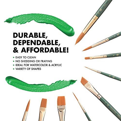 Princeton Artist Brush Co. Lauren Series 4350 - Short Handled Stroke Size 1 - Single Golden Synthetic Paintbrush For Watercolor And Acrylic Painting #TOP3