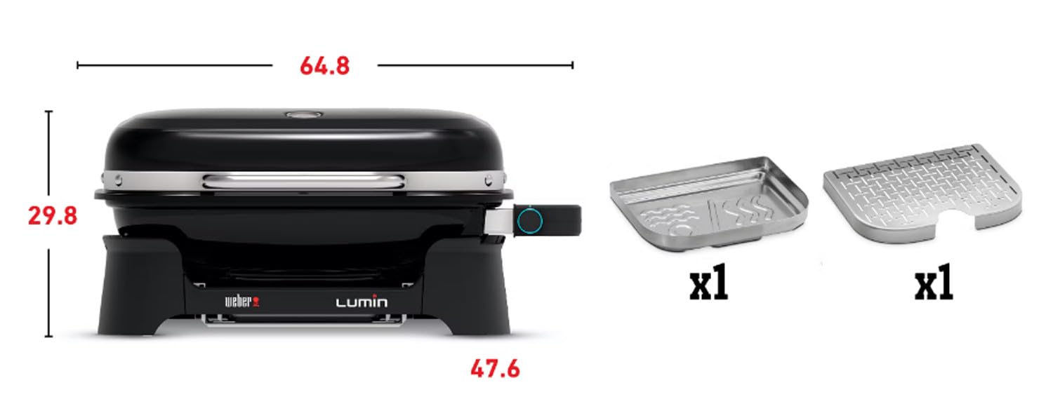Weber Barbecue électrique Lumin Black, 2200W, Grille en Fonte