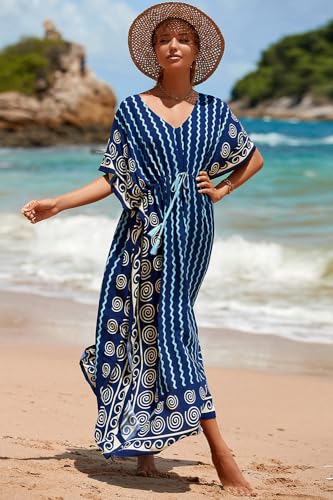 Image of Women Beachwear Long Beach Coverups Kaftan Casual Caftan Dress