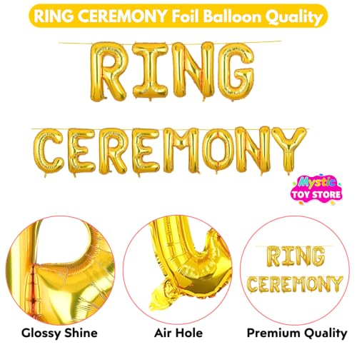 Image of Ring Ceremony Banner Gold for Engagement Wedding Home Boys Girls Men Women Foil Balloon Decoration Decor Celebration Golden