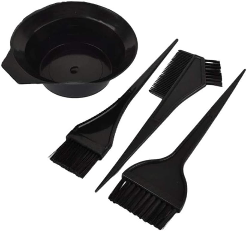 4pcs Professional Hair Color Dye Brush Set Black Mixing Bowl & Salon Kit Tint Tool