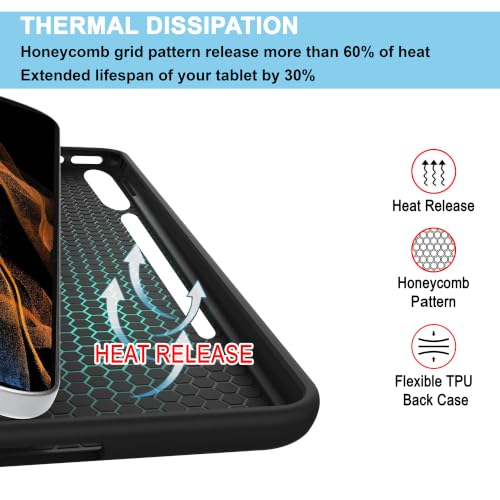 Image of CEDO Smart Case for Samsung Tab S8 Ultra / S9 Ultra / S10 Ultra / S11 Ultra (14.6 in) Tri-Fold Flip Folio Cover | Pencil Holder | Auto Wake-Up /Sleep Mode | Multi View Angles Stand TPU Backcover (Black)