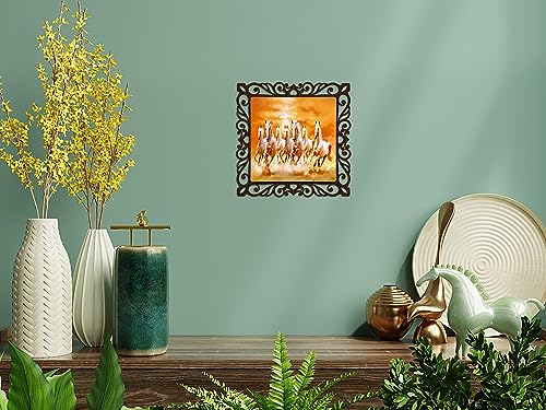 Image of Casa Rica Photo Frame Painting Wall Hanging home decoration for Wall, Living /Bed Room, Lobby(12inch x12inch) Laser Cut(Multicolor) (Seven Running Horses)