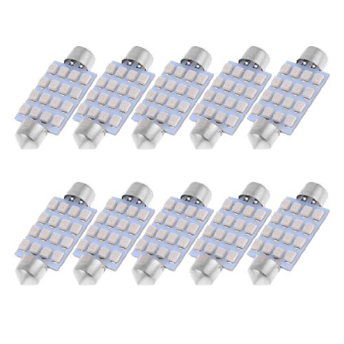 uxcell 10 Pcs 16-LED 3528 SMD 41mm Blue Festoon Dome Light 6413 6429 internal DC 12V