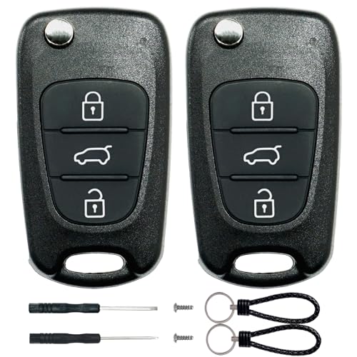 SUPALAND Coque Clé 2 pièces 3 Boutons Compatible pour Hyundai i10 i20 i30 ix20 ix35 & Kia Rio Ceed Sportage Venga Soul Sorento, TéLéCommande Coque...