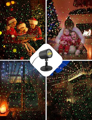 Christmas Projector Lights, ZBPP Star Show LED Lights Red and Green Outdoor IP65 Waterproof, 3 Modes