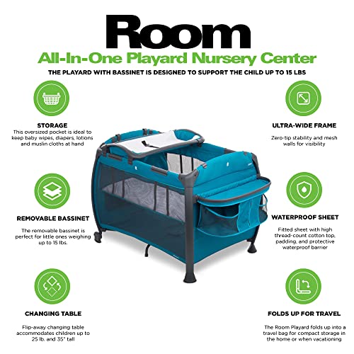 Image of Joovy Room-Playard, Nursery Center, Bassinet, Changing-Table, Tourquoise | Joovy Room-Playard, Nursery Center, Bassinet, Changing-Table, Tourquoise