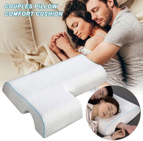 Almohada de espuma viscoelástica para parejas, diseño ergonómico con agujero para el brazo para soporte de cuello y hombro, ideal para personas que duermen de lado