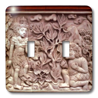 Interrupteur double Bali en pierre 3dRose lsp_72571_2 plaque murale décorative