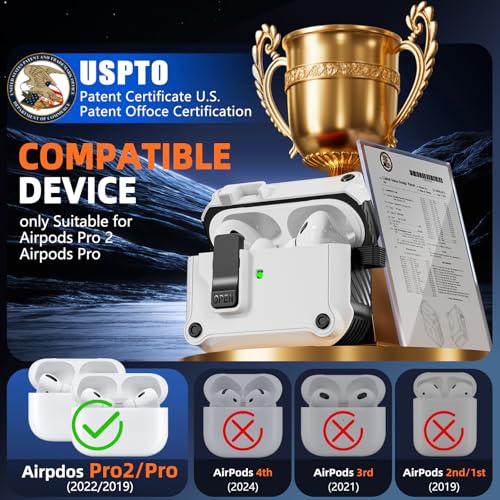Image of Pohgelan Compatible with AirPods Pro 2nd /1st Case (White) | Magnetic Automatic Lock with Cleaning Kit,Compatible with Magsafe