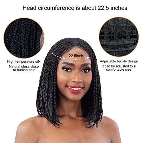 Facynos Knotless Braid Wigs For Black Women - Heat Resistant Fiber,Soft Synthetic Wig, Dense, Glueless, Lightweight, Not Exposed Forehead Lace, Not Easy To Twist Off（14 Inch #TOP2