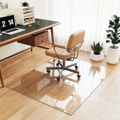 Image of [Tempered Glass] 40 inch x 48 inch Glass Office Chair Mat for Carpet