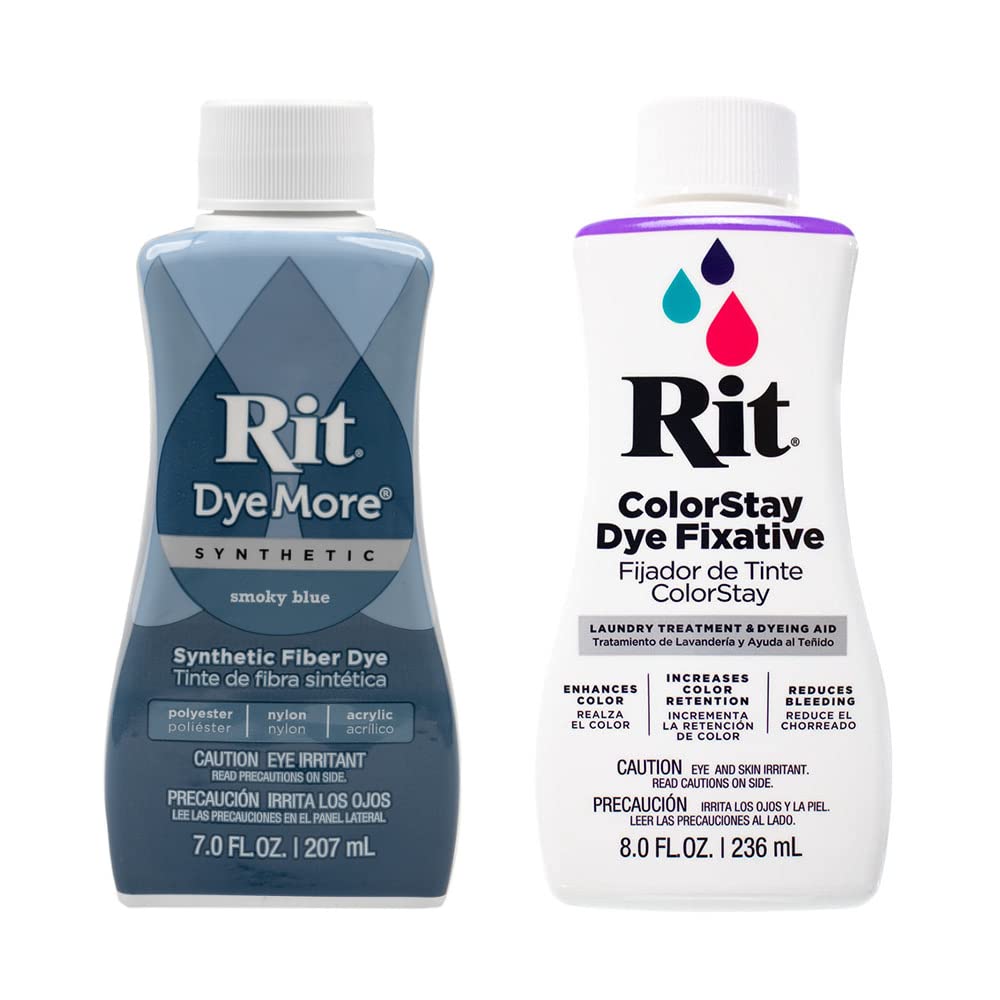 Rit DyeMore 7 Oz. Synthetic Liquid Fiber Dye for Clothing, Décor, and Crafts – Smoky Blue with Color Fixative