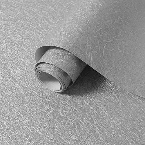 Abyssaly 15.7 Inch X 118 Inch Silver Grey Wallpaper Embossed Self Adhesive Peel And Stick Removable Home Decoration Vinyl Cabinet Countertops Furniture Countertop Solid Color Shelf Paper Silk #TOP7